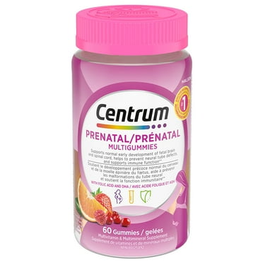 Centrum Prenatal Multigummies with DHA and Folic Acid, Postpartum Multivitamin and Mineral Supplement, 60 Count, 30 Day Supply