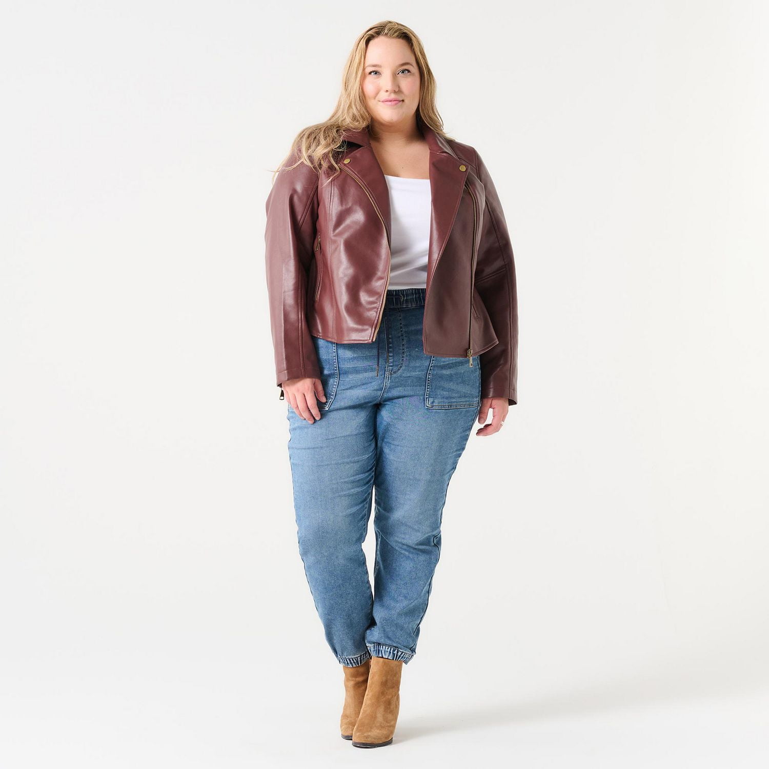 Faux leather sale jacket walmart