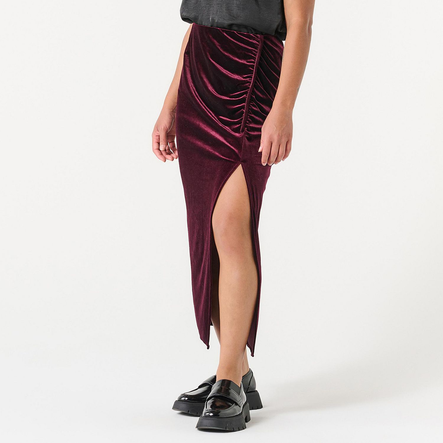 Burgundy 2025 velour skirt