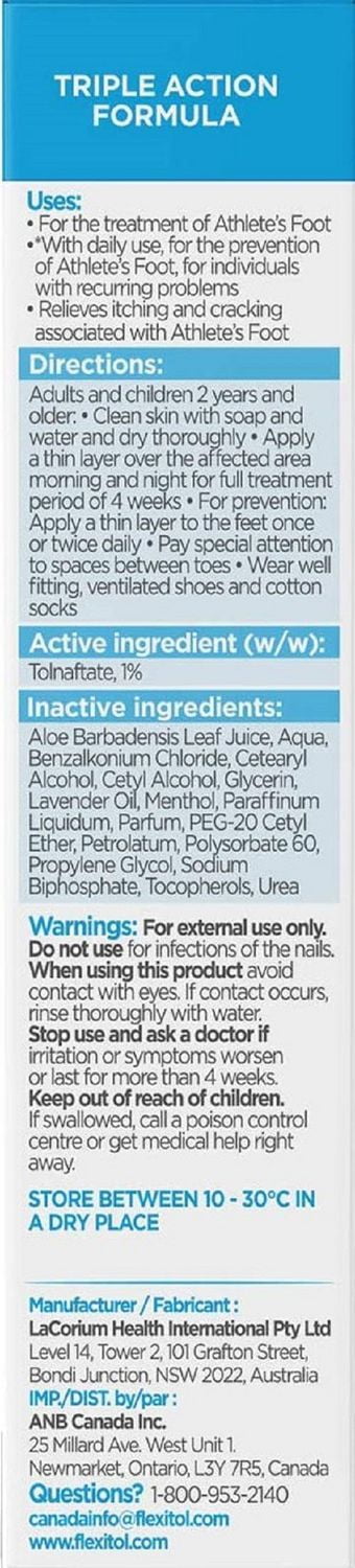 Crème antifongique médicamenteuse pour le pied d'athlète de Flexitol 56 g