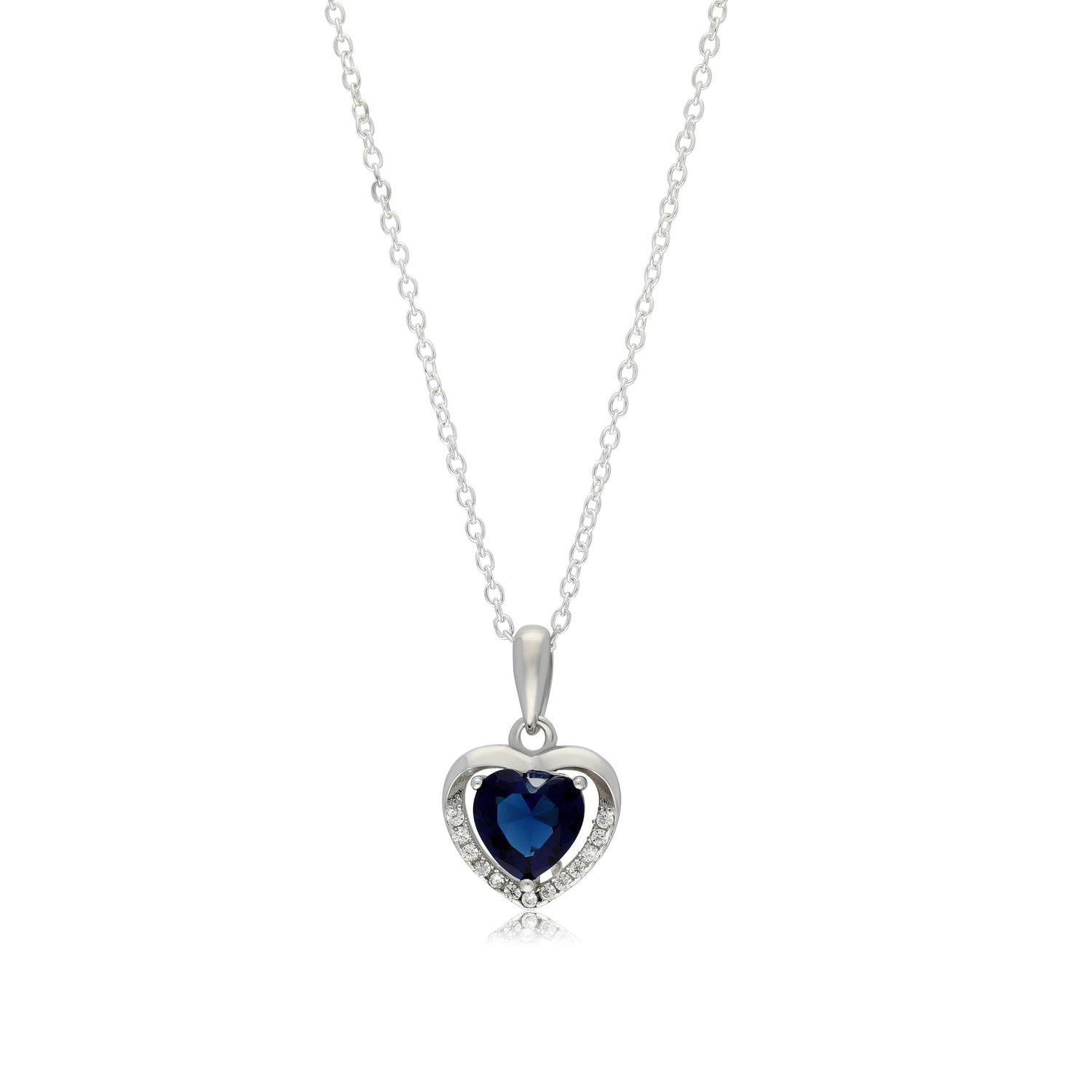 Quintessential Sterling Silver White Cz +Center Blue  Pendant on 18" chain