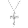 thumbnail image 1 of Quintessential Sterling Silver Dancing Stone Cross Pendant on 18" chain, 1 of 4