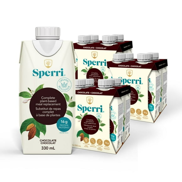 Sperri - Substituts de repas complets à base de plantes et boissons protéinées - Chocolat, bouteille de 330 ml (lot de 12) - Prêt à boire - Sans produits laitiers, sans gluten, sans allergènes