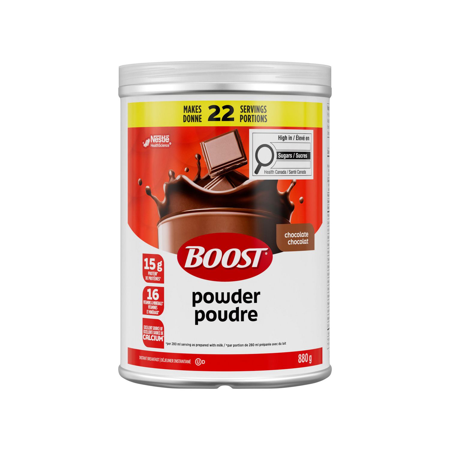 BOOST Instant Breakfast Powder, Chocolate, Drink Mix With Protein, Fibre & Calcium