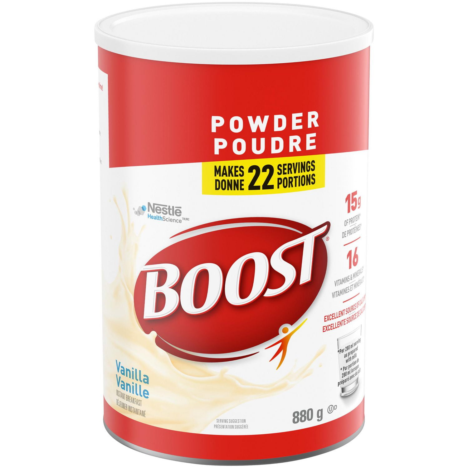 BOOST Déjeuner instantané poudre, boisson nutritive à la vanille Contenant de 880 g 880 GR