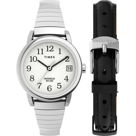 Timex® Easy Reader® Expansion Band Watch and Leather Strap Box Set