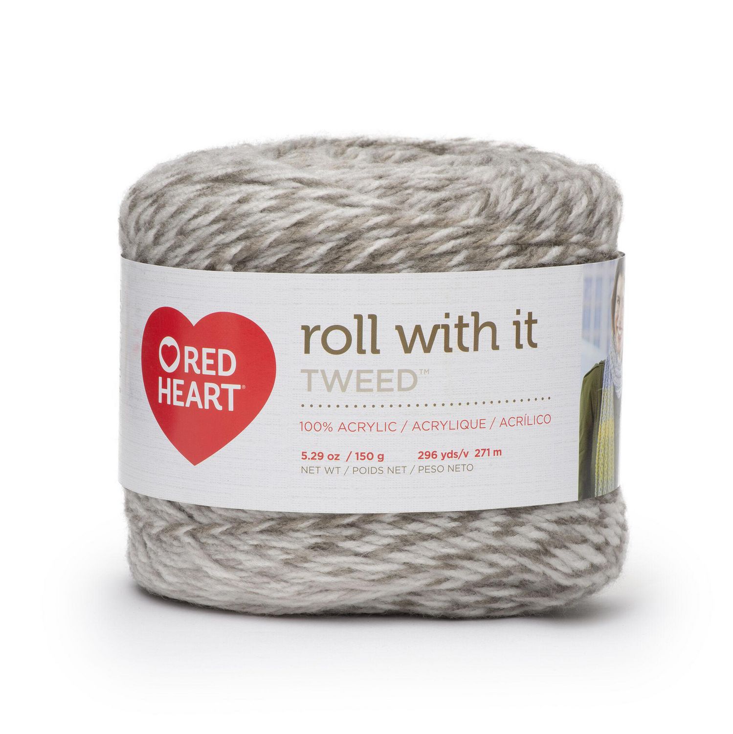 Red Heart Roll with It Tweed Yarn (150 g / 5.29 oz), Cloudy Day