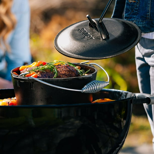 Lodge Dutch Oven & Iron Cover, Spiral Bail Handle, Black, 5 qt