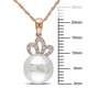 Miabella Pendentif avec perles d'eau douce blanches de culture bouton 9.5-10 mm et accent de diamants en or rose 10k, 17 pouces en longueur – image 3 sur 3