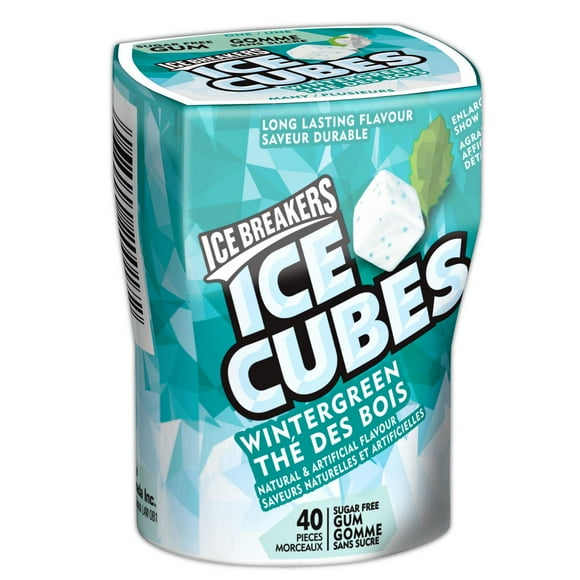 ICECUBE WINTER GREEN BOTTLE, ICE BREAKERS ICE CUBES Wintergreen Sugar Free Gum, 40 pieces