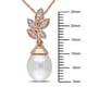 Pendentif stylisé Miadora en perle d'eau douce de culture blanche de forme riz 9-9,5 mm et accent de diamants en or rose 10K, 17 po – image 3 sur 3