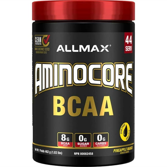 Aminocore BCAA - 8g BCAAs - 100% Pure Branch Chained Amino Acids - Gluten Free - Pineapple Mango - 462g