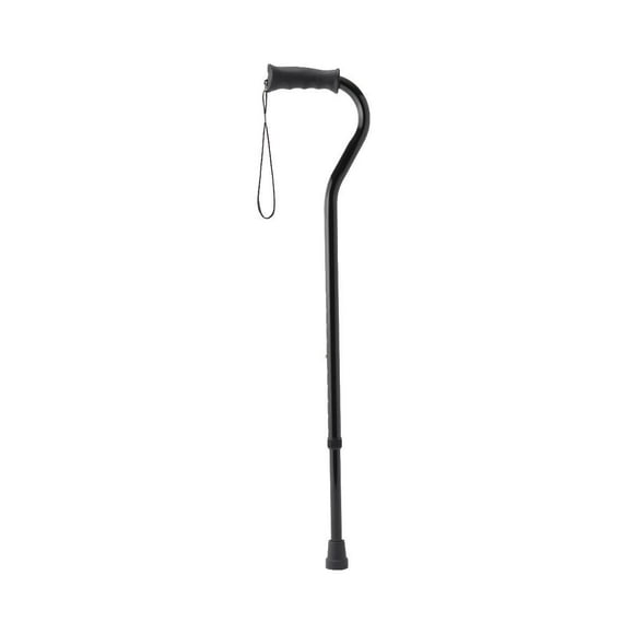 Canne décalée en aluminium Medline avec poignée en gel, noire