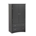 thumbnail image 2 of Prepac Sonoma 2 Door Black Armoire, 2 of 5