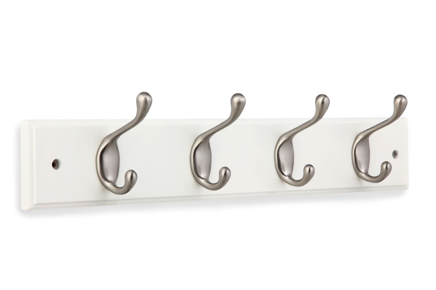 hometrends Wood Rail with White Finish & Satin Nickel Hooks - 18 Inches ...