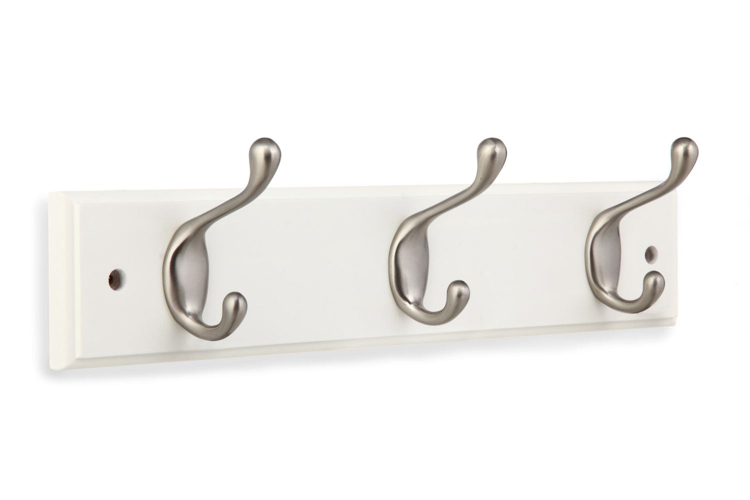 hometrends Wood Rail with White Finish & Satin Nickel Hooks - 15 Inches ...