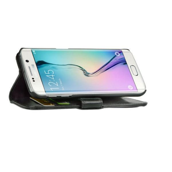 Étui portefeuille LBT en agneau noir pour Samsung Galaxy S6 Edge