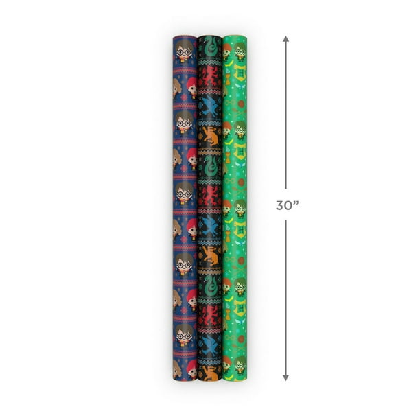 Hallmark Harry Potter Christmas Wrapping Paper Bundle with Cut Lines on  Reverse 