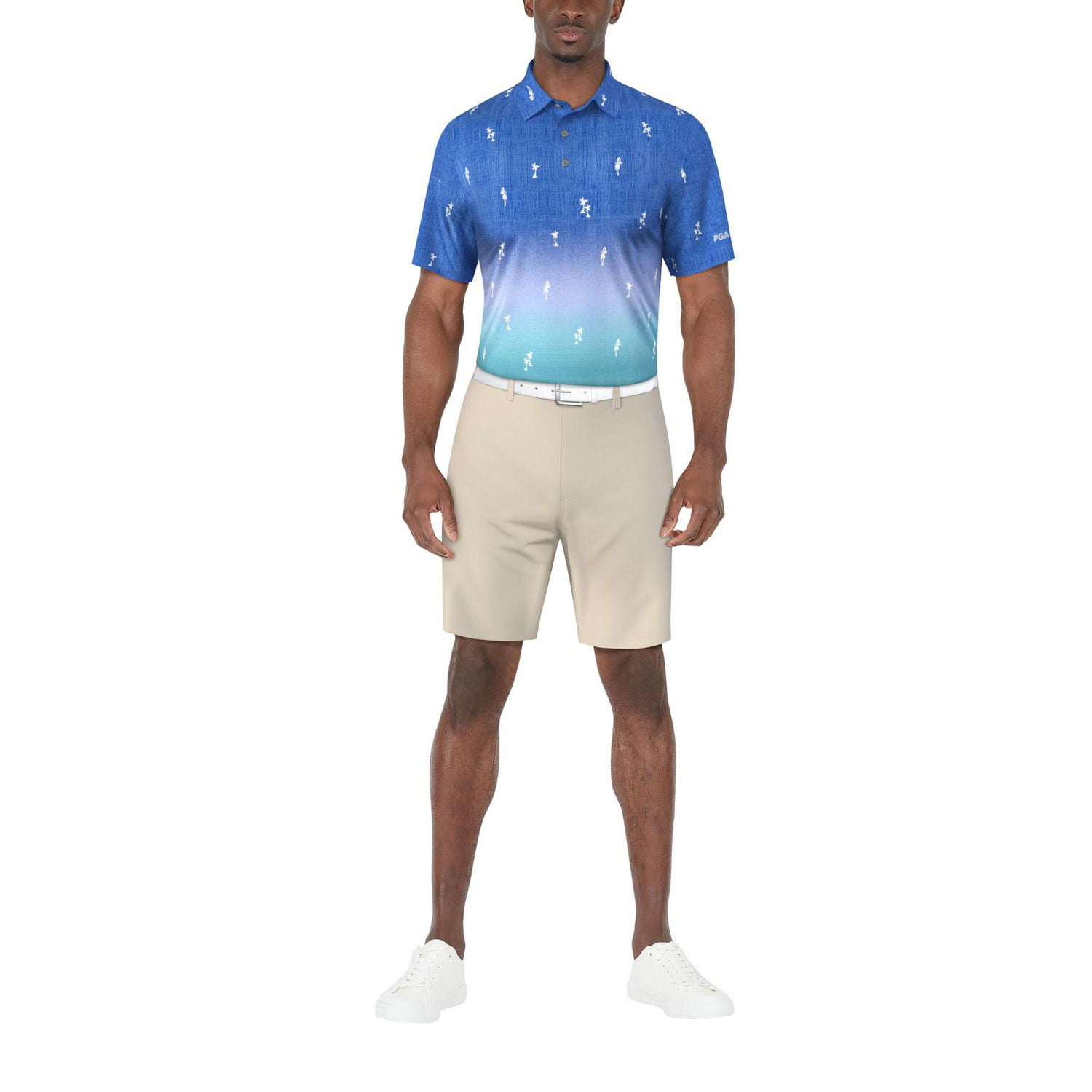 PGA TOUR Course Essentials Men's Tropical Gradient Print Short Sleeve Polo Shirt