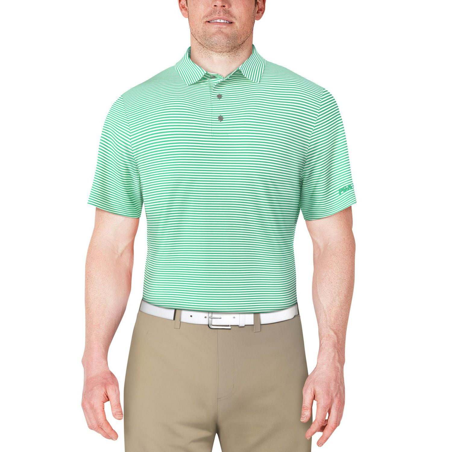 PGA Tour Course Essentials Men's Fine Line Feeder Stripe Polo