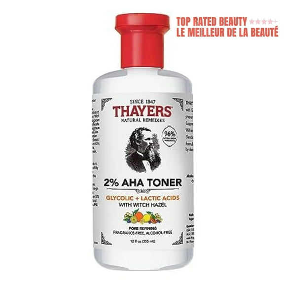 2% AHA Exfoliating Toner with Glycolic Acid, Lactic Acid and Witch Hazel, Pore Refining Facial Toner, 355ml