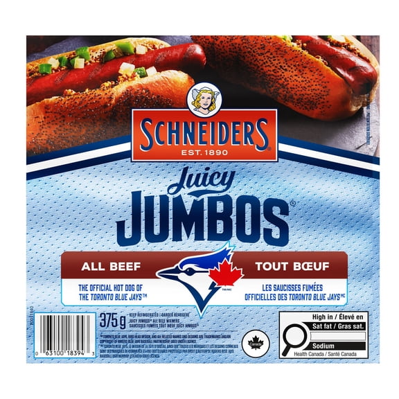 Schneiders Juicy Jumbos All Beef Hot Dogs, 375 g
