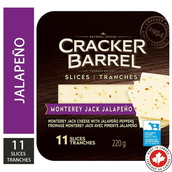 Cracker Barrel Monterey Jack Jalapeno Pepper Cheese Slices, 11 Slices