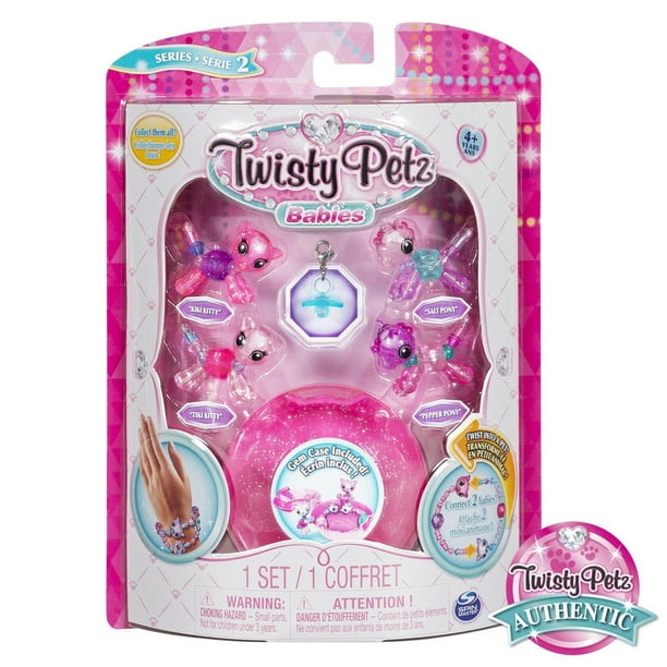 Twisty Petz, Series 2 Babies 4-Pack, Kitties and Ponies (Pink) Collectible Bracelet Set for Kids