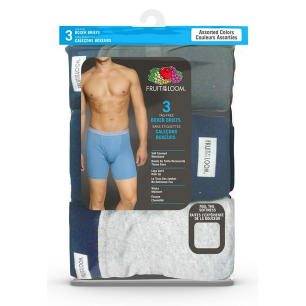 Fruit of the Loom Men's Breathable with Ultra Flex Boxer Briefs, 3-Pack,  Sizes S-XL