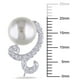 Miadora Boucles d'oreilles stylisées avec perles d'eau douce blanches de culture bouton 9-10 mm et topaze blanches en argent sterling – image 3 sur 3