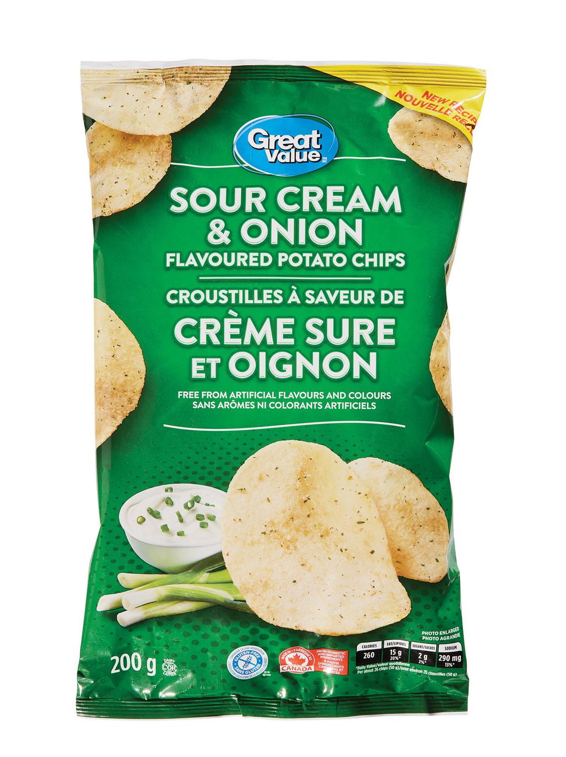 Great Value Sour Cream & Onion Flavoured Potato Chips Walmart Canada