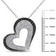 Miadora Pendentif en forme de cœur avec diamants noirs et blancs ronds 0.50 ct TW en argent sterling, 18 pouces en longueur – image 3 sur 3