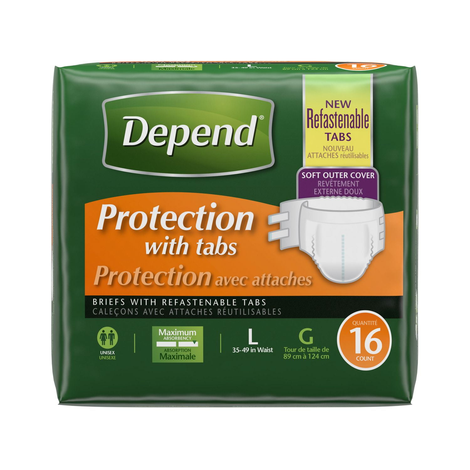 Depend Incontinence Protection with Tabs, Maximum Absorbency Walmart