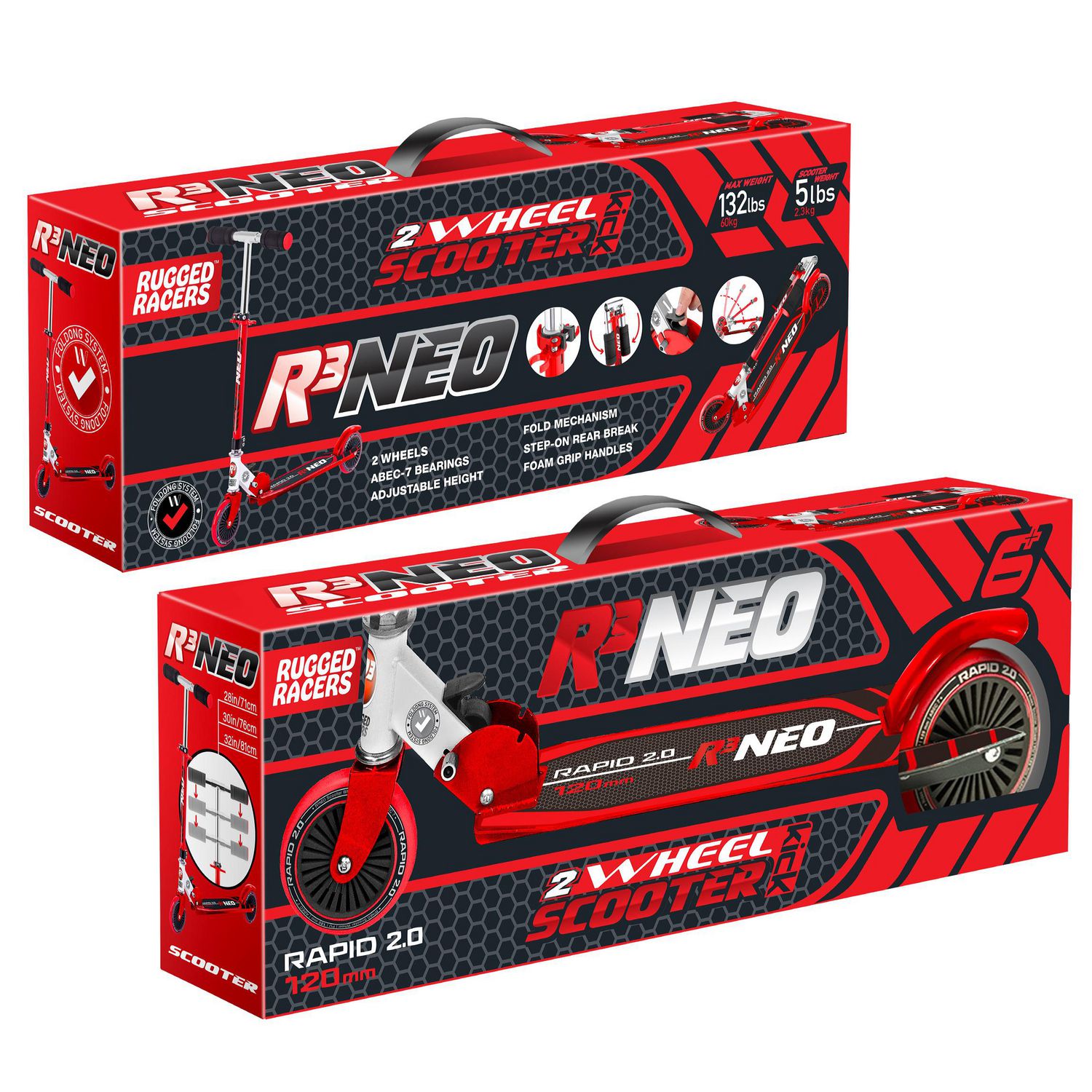 Rugged Racer R3 Neo 2 Wheel Kick Scooter with Red Design - Walmart.ca