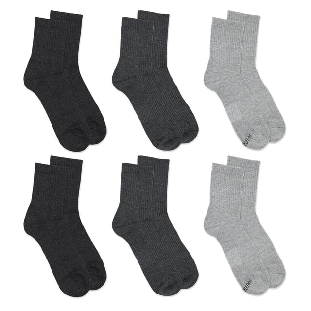 Fruit of the Loom All Day Comfort Cotton Blend Mid Crew Socks for Men ...