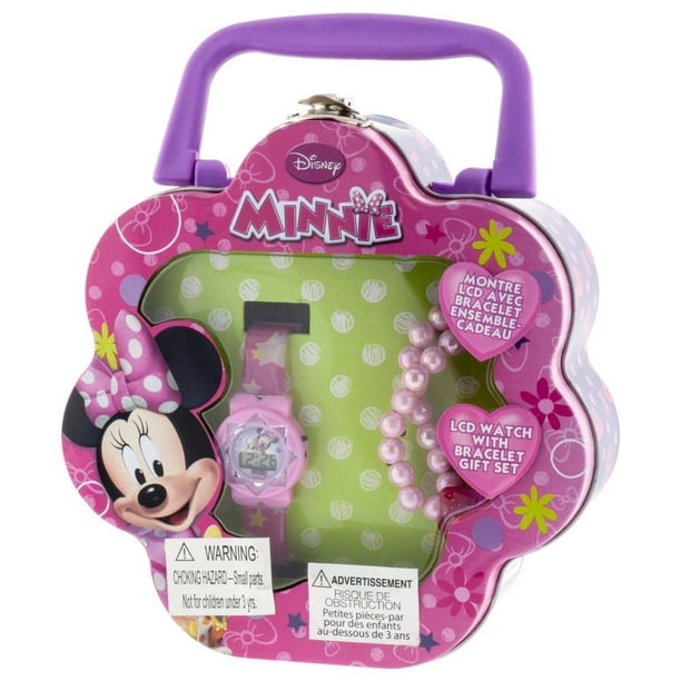 Ensemble-cadeau de montre ACL pour filles Minnie Mouse de Disney