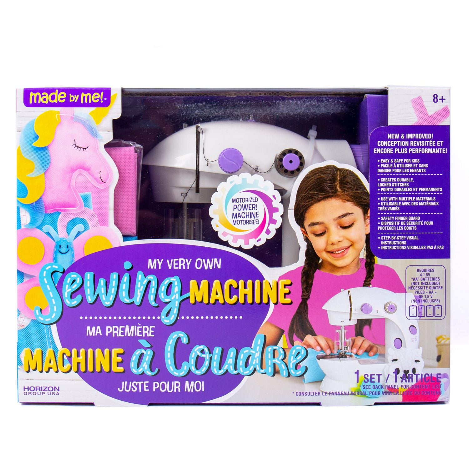 Made by Me My Very Own Sewing Machine for Beginner, Portable Battery Powered First Sewing Machine for Kids Ages 8+, Includes Fabric, Thread, Measuring