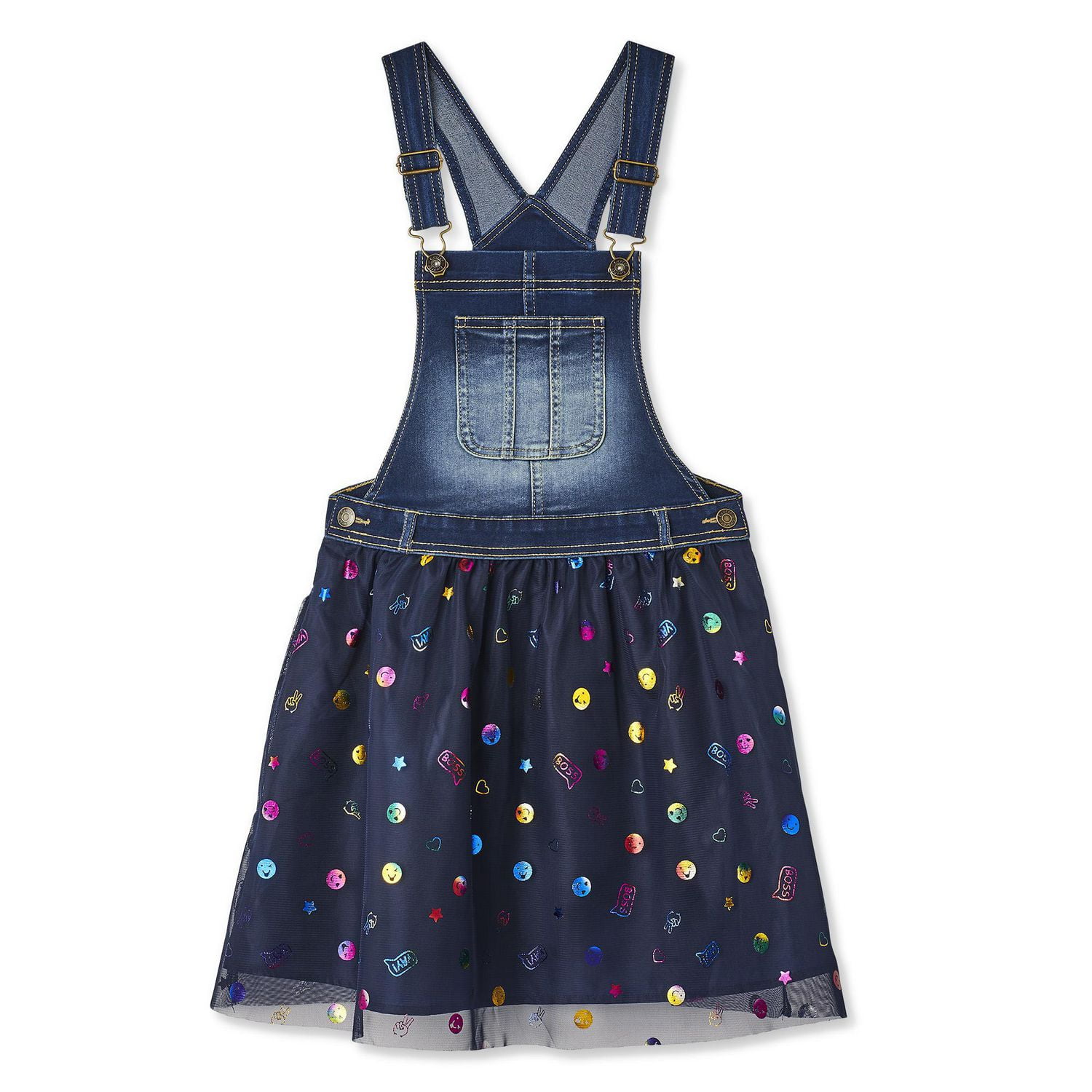 George Girls' Denim Overall Dress With Mesh Tutu Skirt | Walmart Canada