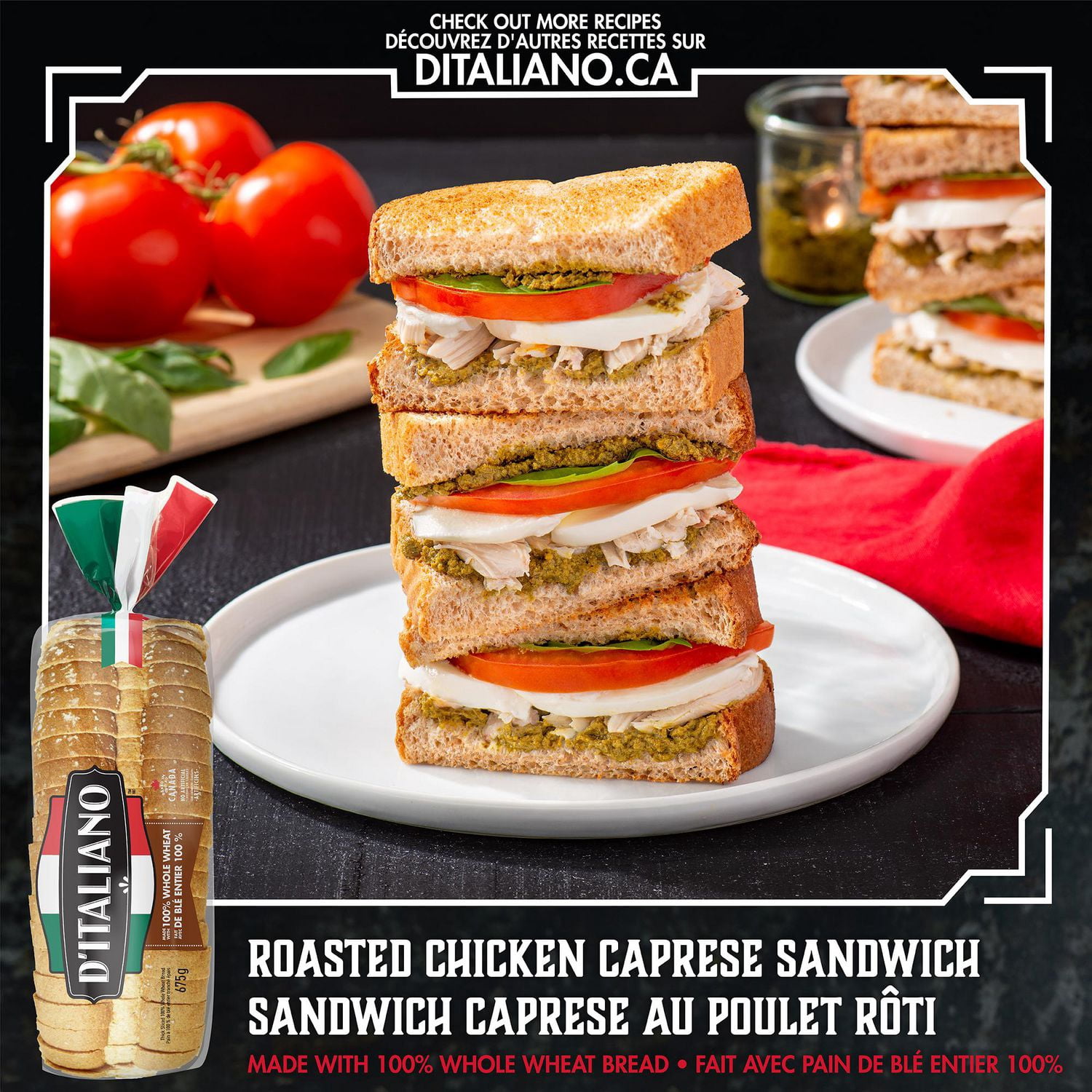 D'Italiano Thick Slice 100% Whole Wheat Bread, No Artificial Flavours or Colours, 675 g