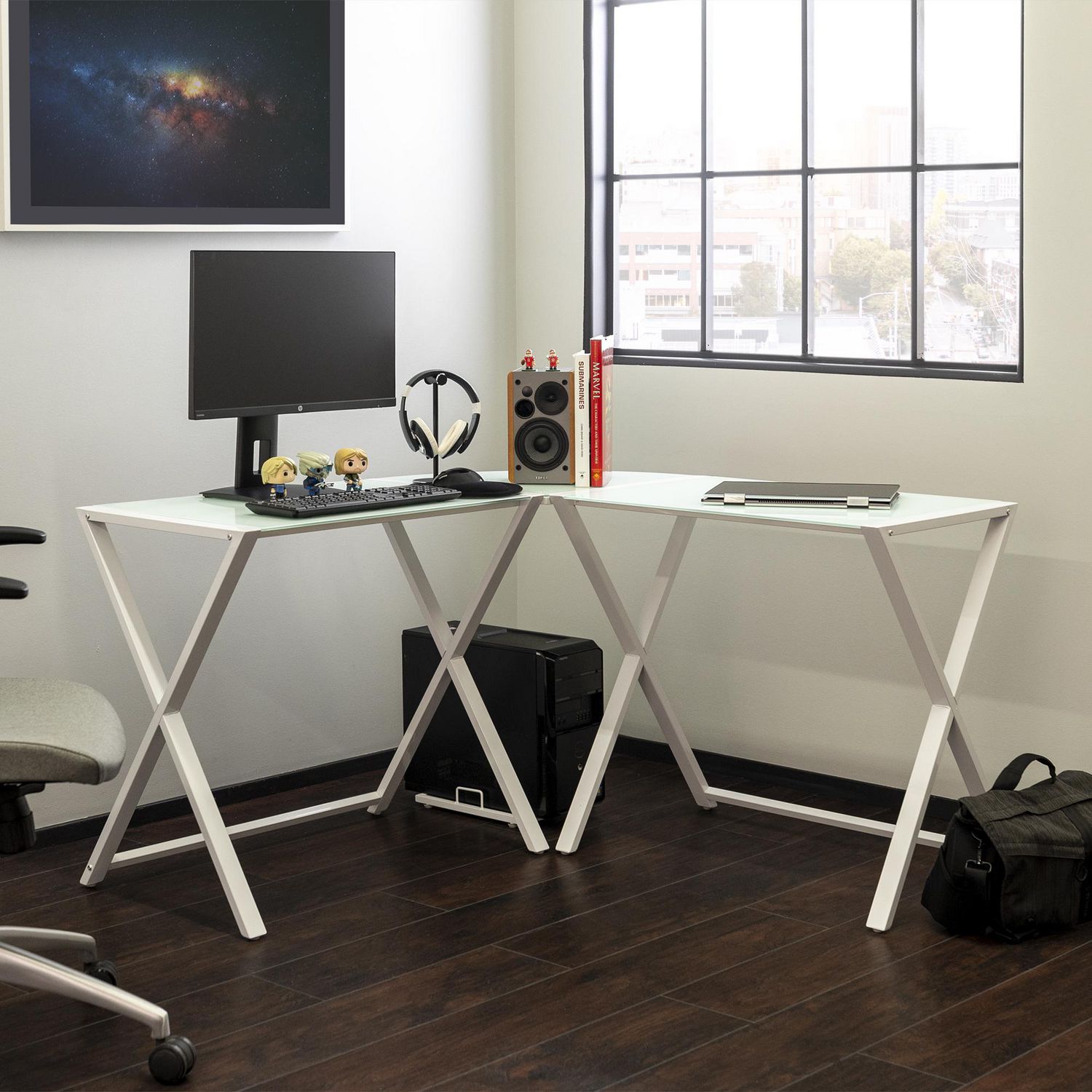 WE Furniture Walker Edison Home Office White L-Shaped ...