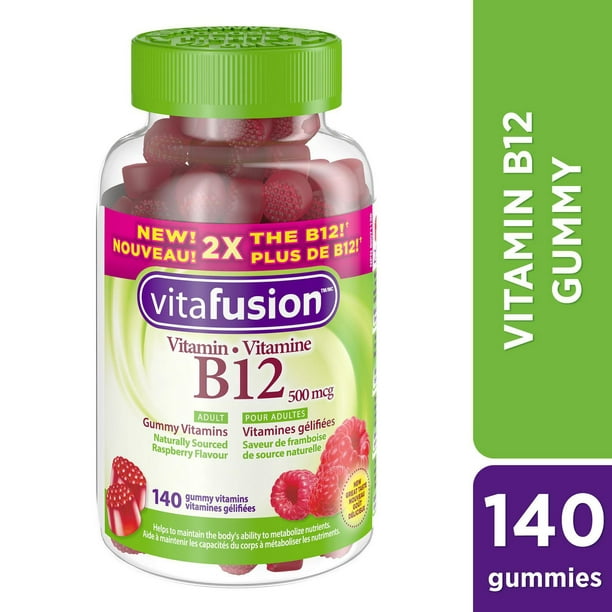 Vitamines gélifiées Vitafusion Vitamine B12 pour adultes 140 gélifiés, saveur naturelle