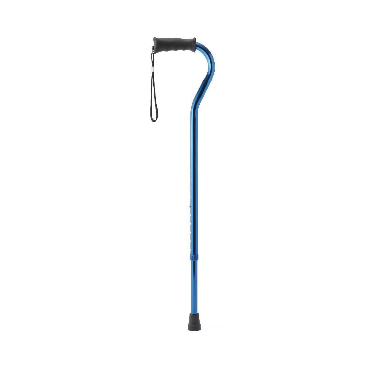 Medline Aluminum Offset Cane with Gel Grip, Blue