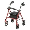 thumbnail image 2 of Drive Medical Red Four Wheel Rollator Rolling Walker with Fold Up Removable Back Support, 2 of 9