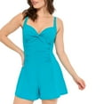 thumbnail image 3 of Captiva Women's Ruched Twist Front Swim Romper One Piece  Swimwear, 3 of 5