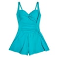thumbnail image 4 of Captiva Women's Ruched Twist Front Swim Romper One Piece  Swimwear, 4 of 5