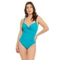 thumbnail image 1 of Captiva Women's Ruched Twist Front One Piece Swimsuit, 1 of 5