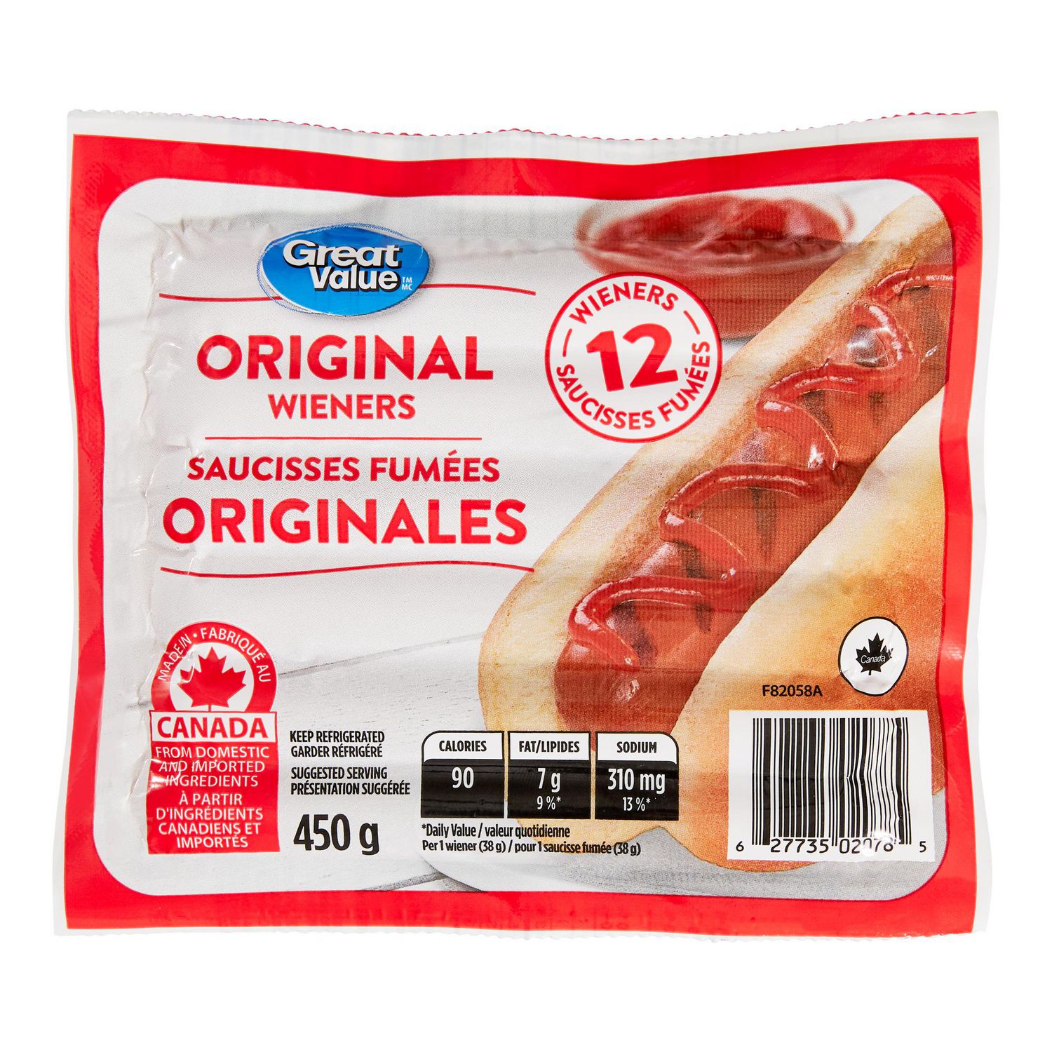 Great Value Original Wieners, 12 wieners, 450 g