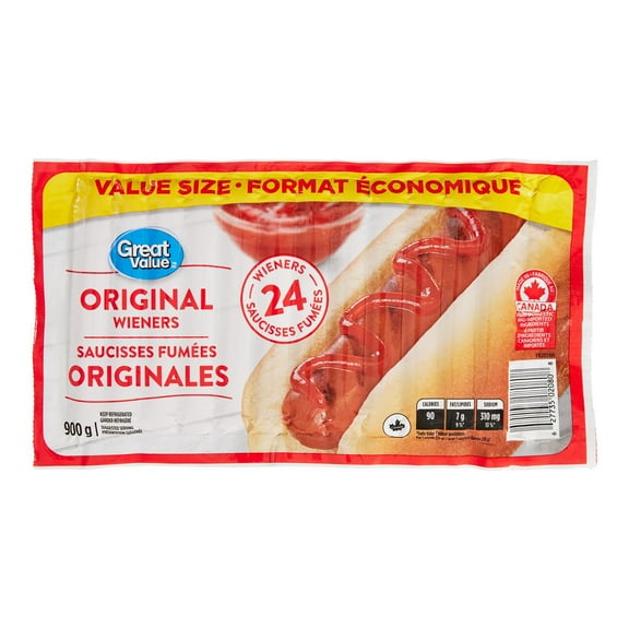 Saucisses fumées originales Great Value 24 pcs, 900 g