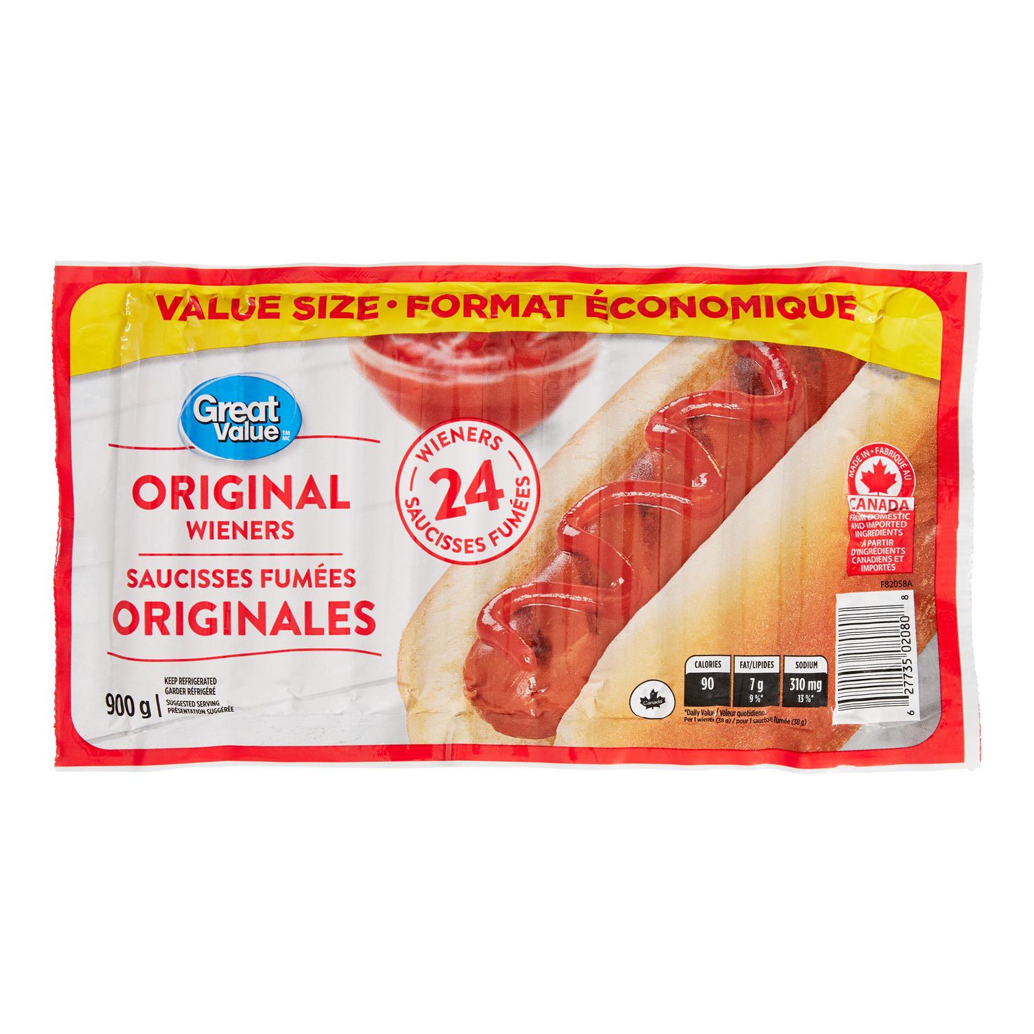 Saucisses fumées originales Great Value 24 pcs, 900 g