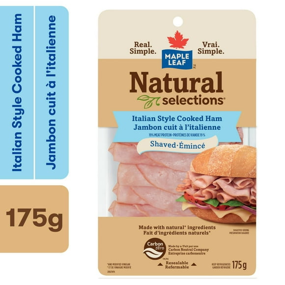 Maple Leaf Natural Selections Shaved Deli Ham Italian Style, 175g, Ham Italian Style